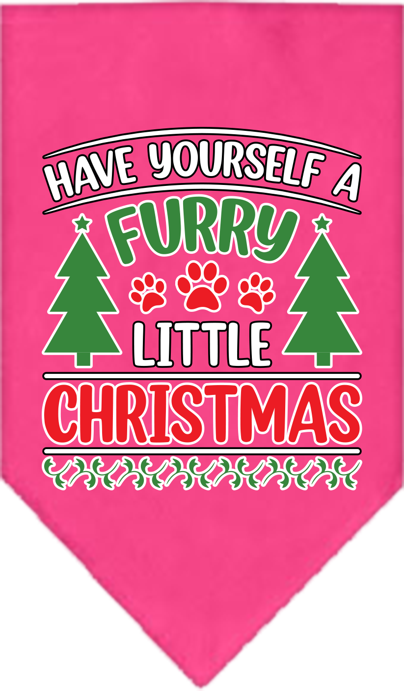 Furry Little Christmas Screen Print Bandana Bright Pink Size Large